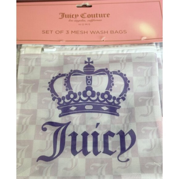 Juicy Couture JC Logo Set of 3 Mesh Wash Bags Purple Laundry Bags NWT - Picture 2 of 4